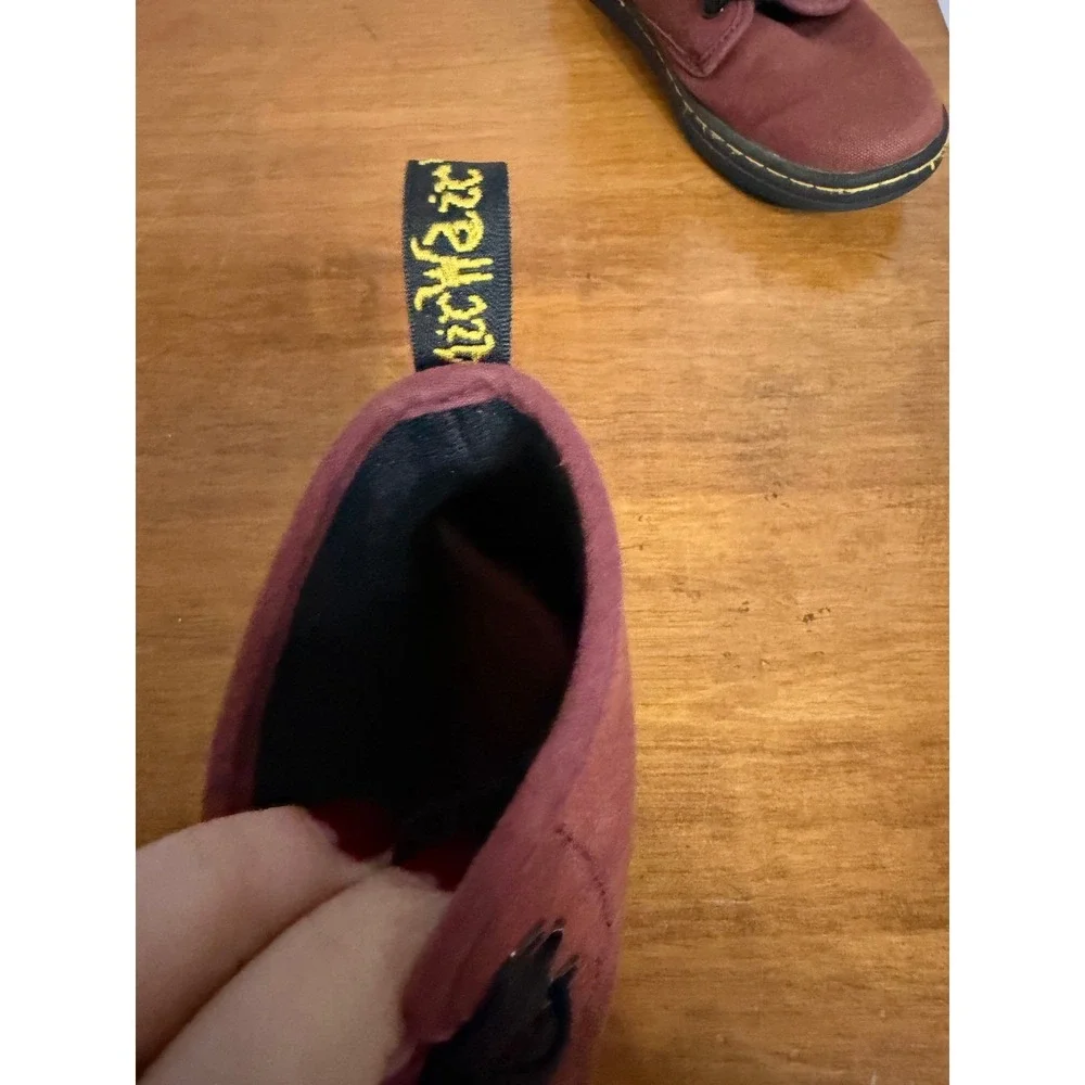 Dr. Martens Kids Burgundy Canvas Lace Up‎ Boots AirWair Maroon boot youth 5